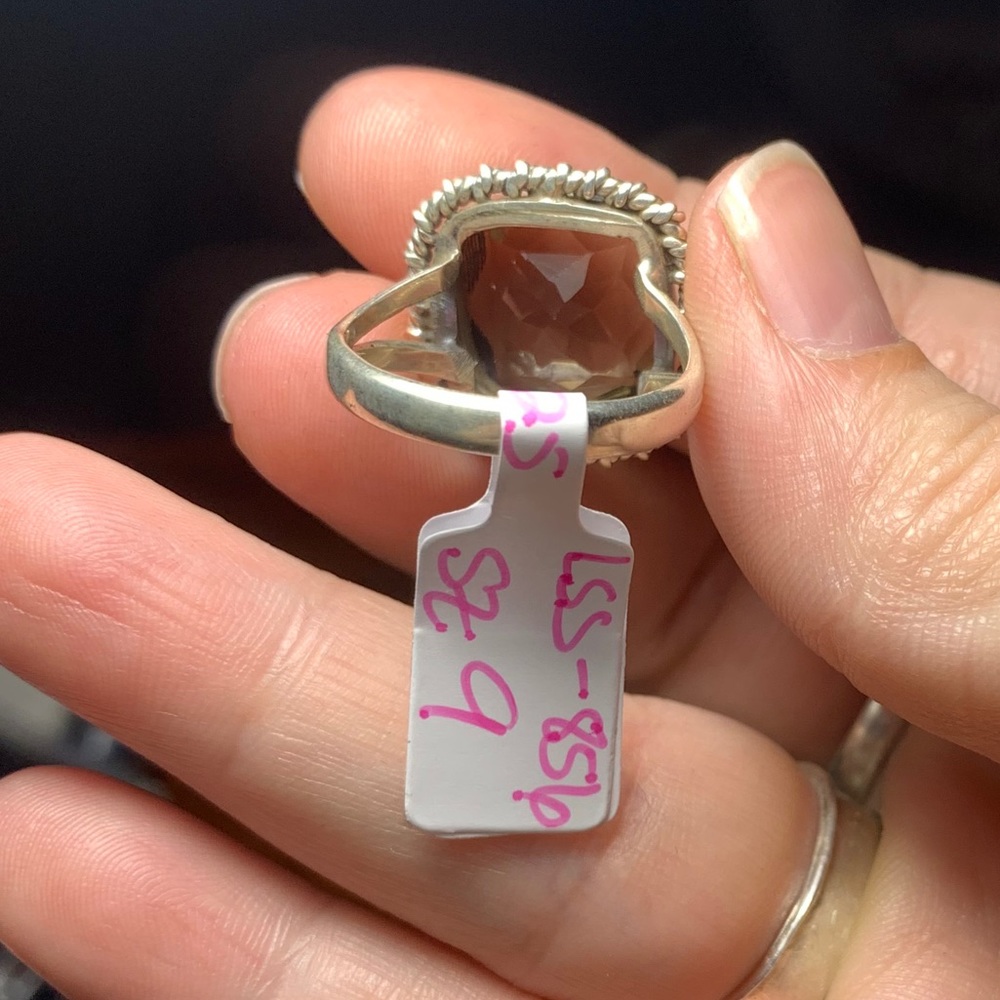 Solid Sterling Smokey Quartz Ring - image 5